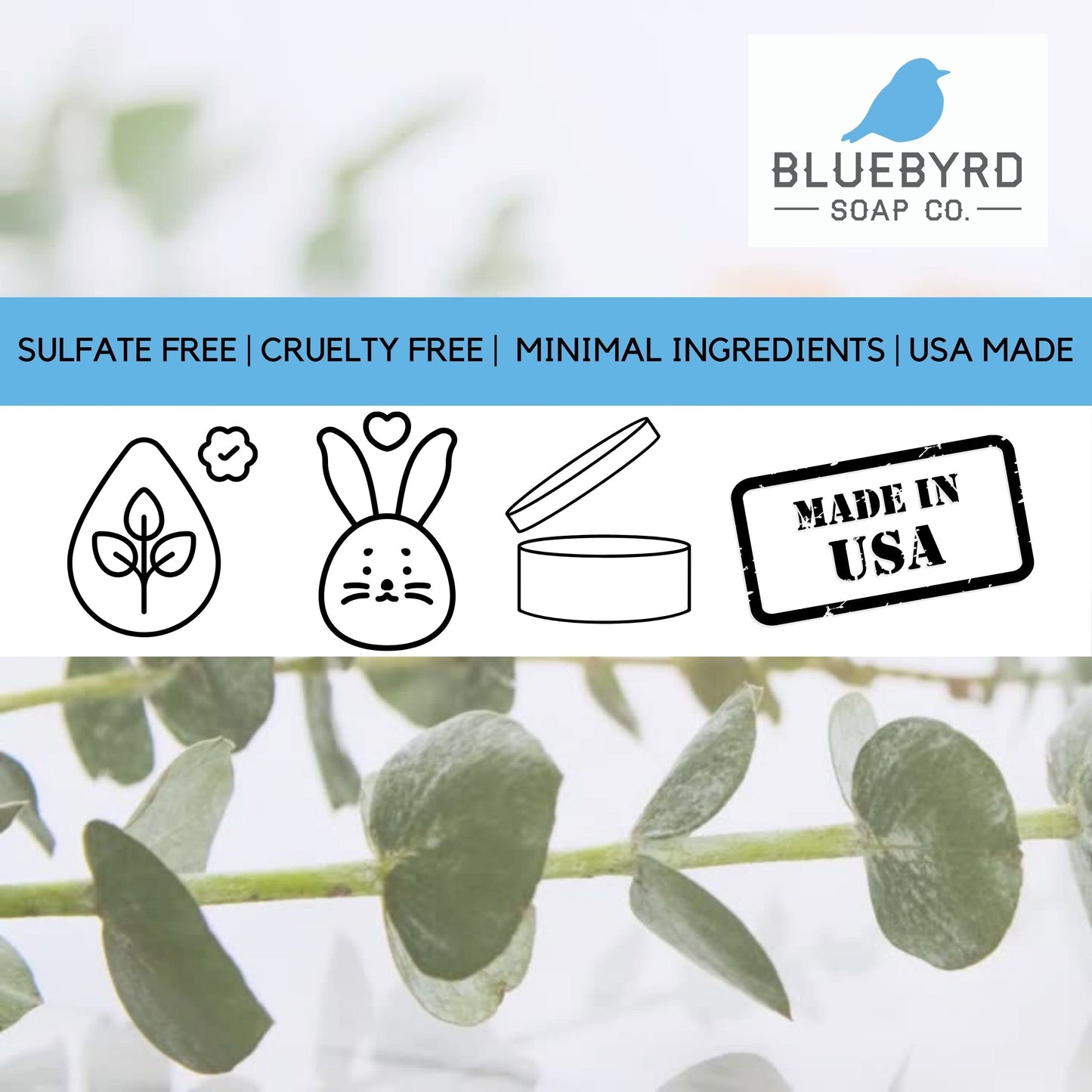 Bluebyrd Soap Co. Eucalyptus Mint Fragrance Hair Perfume and Body Mist | Weightless Relaxing Scented Hair Mist | Alcohol Free - No Parabens, Sulfates, Silicones (Mint)