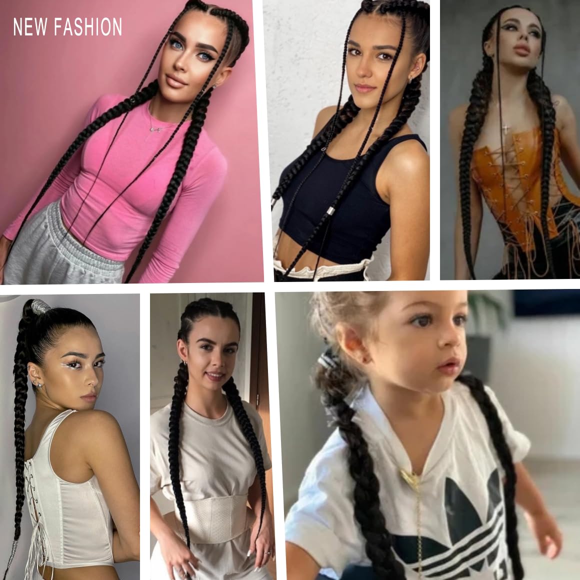 Black Ponytail Extension 2 Pack Braid Ponytail Extension with Elastic Tie Straight Sleek Wrap Around Braid Hair Extensions Ponytail 26 Inch (Black#)