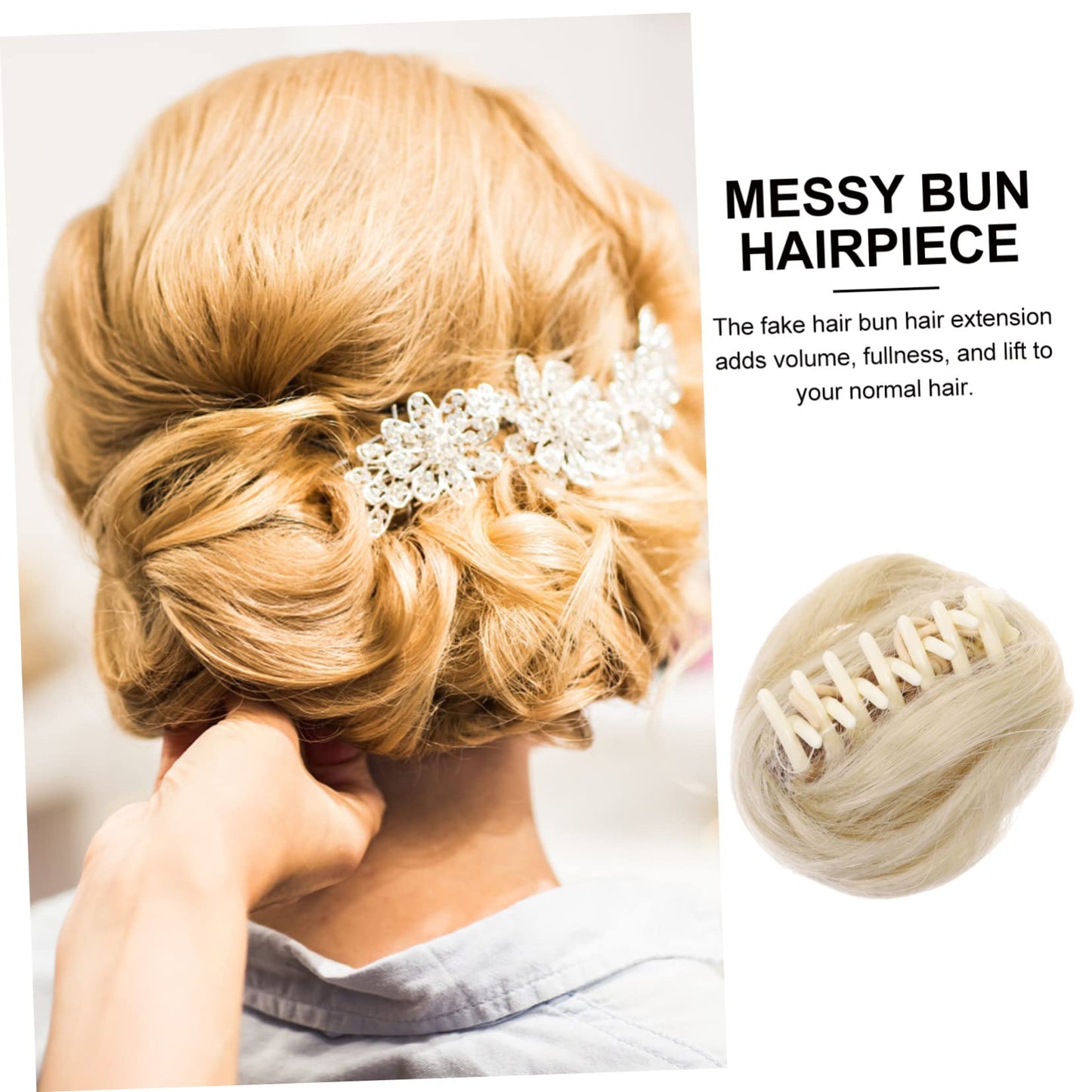 DONFAMDS Fake Bun Hairpiece for Chignon High Temperature Curly Hair Bun Maker for Brides Adds Volume and Natural Look to Updos and Ponytails