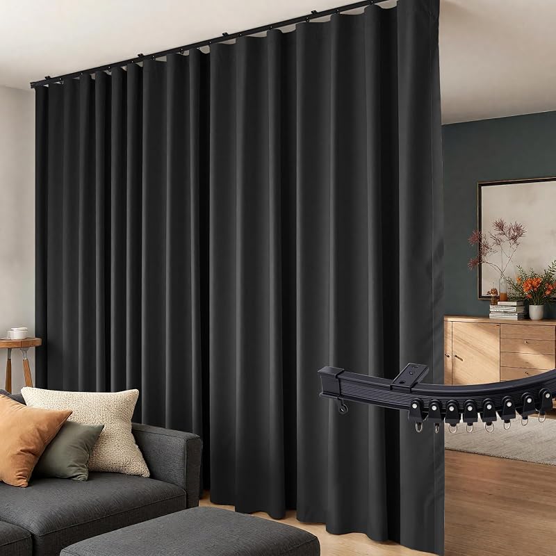 Curtain Track Ceiling Mount Set 180W x 96H Blackout Room Divider
