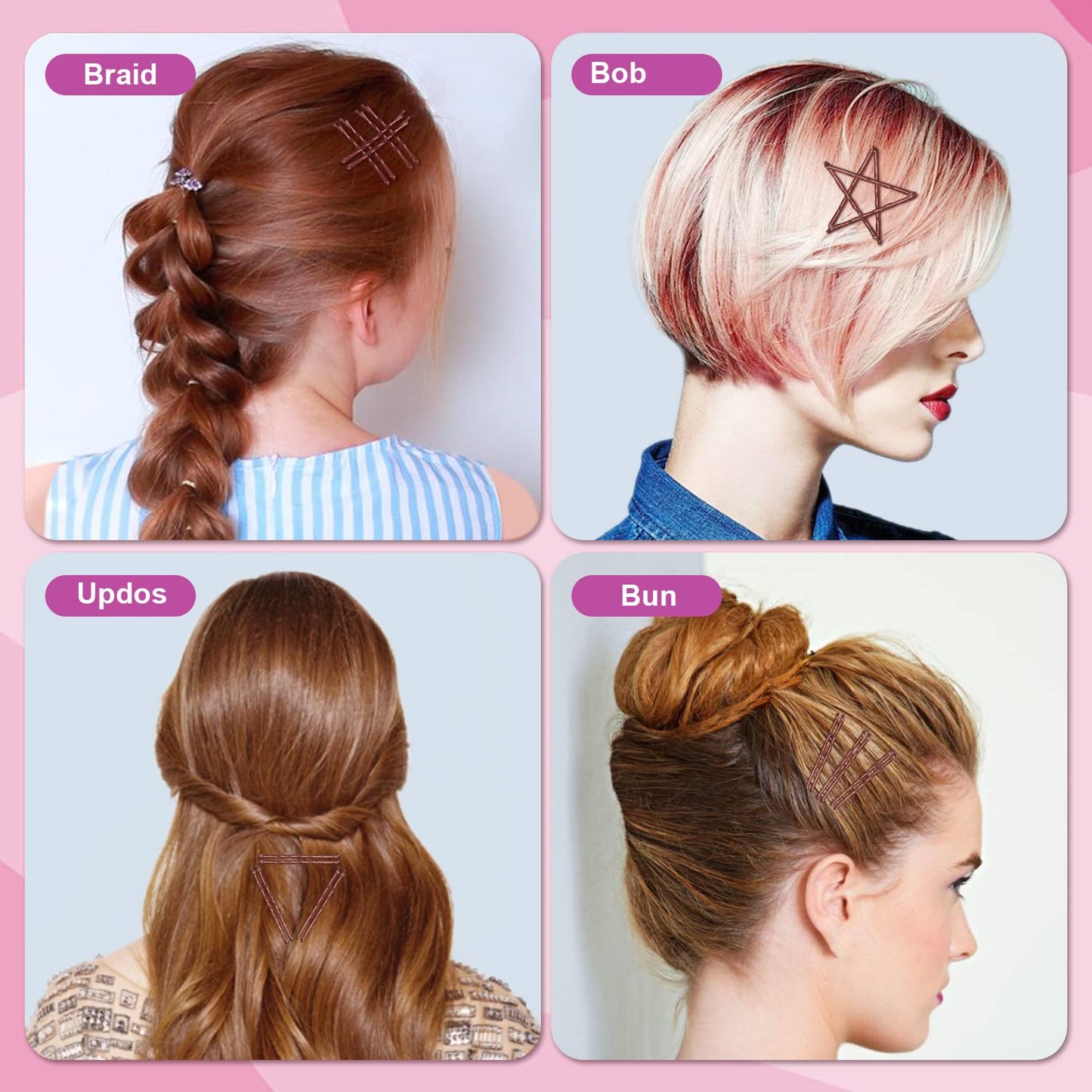 MORGLES Bobby Pins Brown, 240 Pcs Hair Pins for Women 2.2 Inches, Hair Accessories with Box