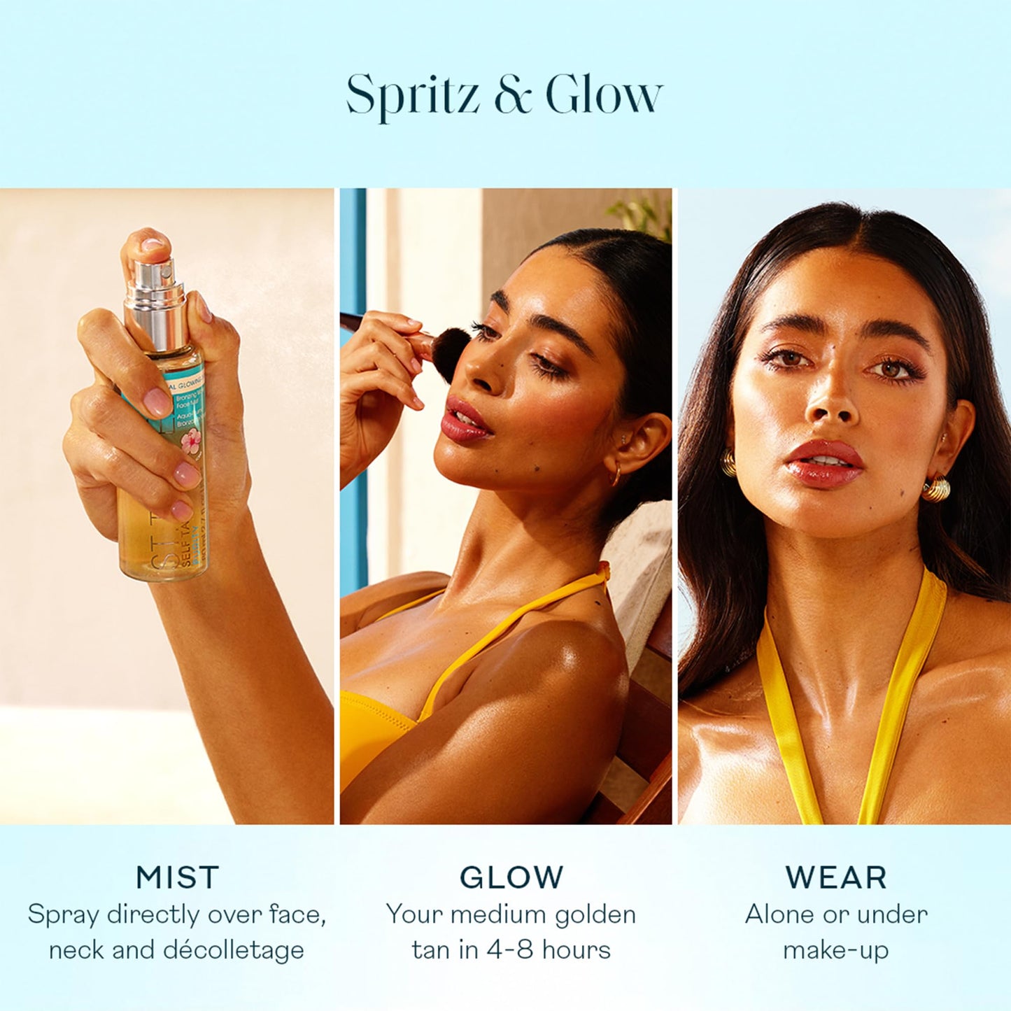 St.Tropez Self Tan Purity Face Mist, Natural Sunkissed Glow Face Tan with Hyaluronic Acid & Antioxidants, Vegan, Natural & Cruelty Free Face Care, 2.7 Fl Oz