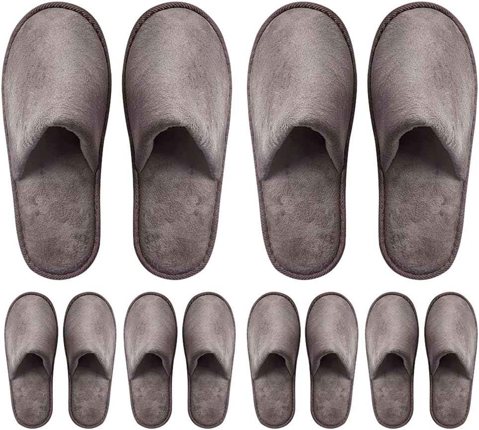 Non-Slip Disposable Slippers - 2-6 Pairs, Washable Velvet Closed Toe for Guests, Hotel & Spa