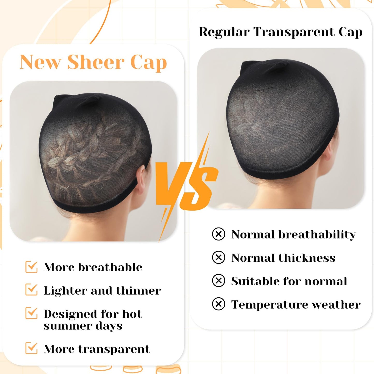 Giantree 6Pcs Non Slip Wig Cap, Wig Cap for Women, Hair Net Wig Grip Cap Liner Weaving Caps, Stretchy Nylon Stocking Caps for Women, Men, Kids (12Pcs)