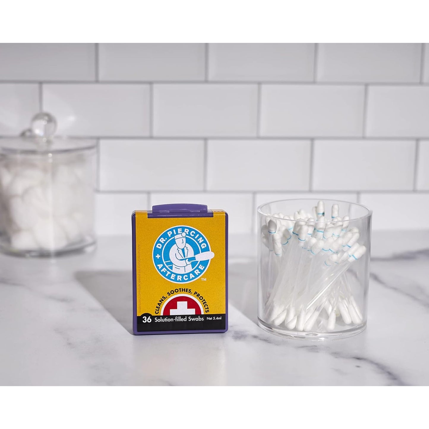 Dr. Piercing Aftercare Swabs – Piercing Bump Saline Solution for Cleansing Earring, Nose, Belly, and Ear Piercings – Gentle Saline Wash for a Refreshing Experience – 36 Easy-to-Use Swabs (1-Pack)