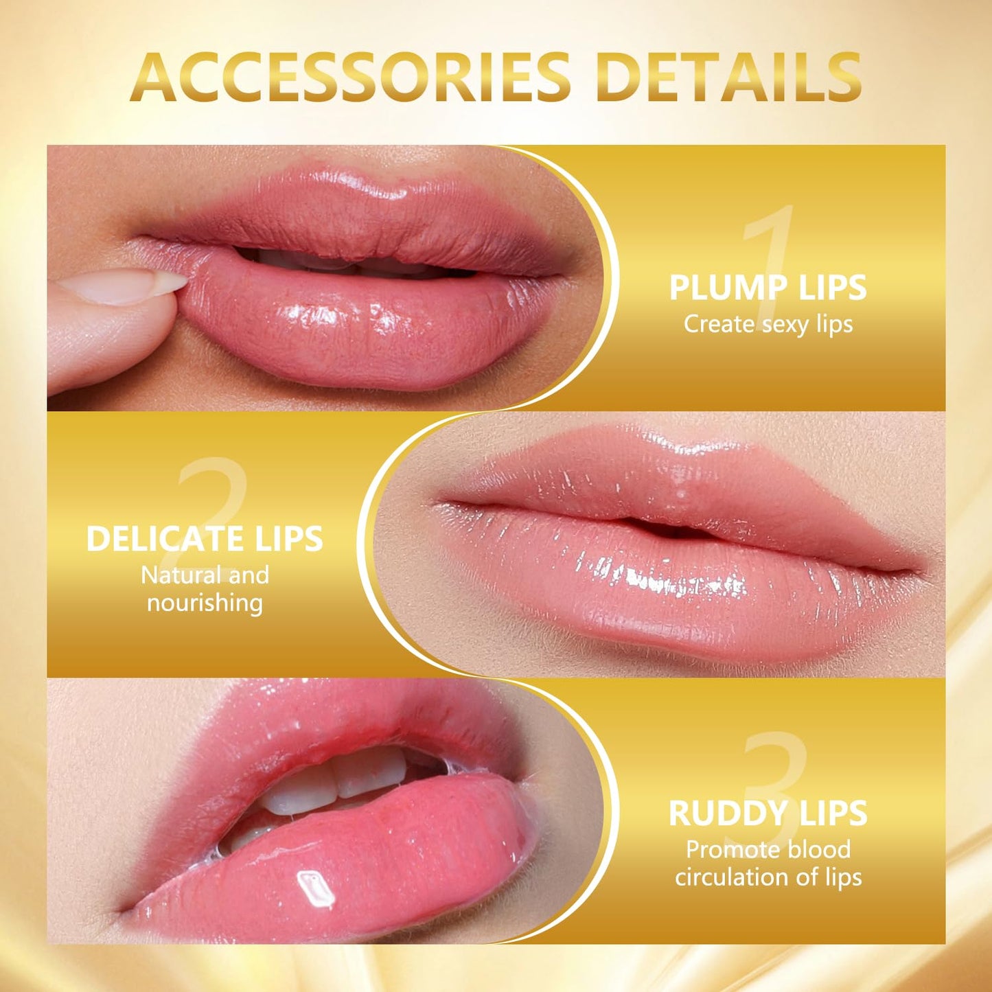 WLLEADG 2Pcs Transferproof Color Changing Lipstick, Gold Crystal Color Changing Lipstick, Moisturizer Long Lasting Lip Balm for Women (Gold)