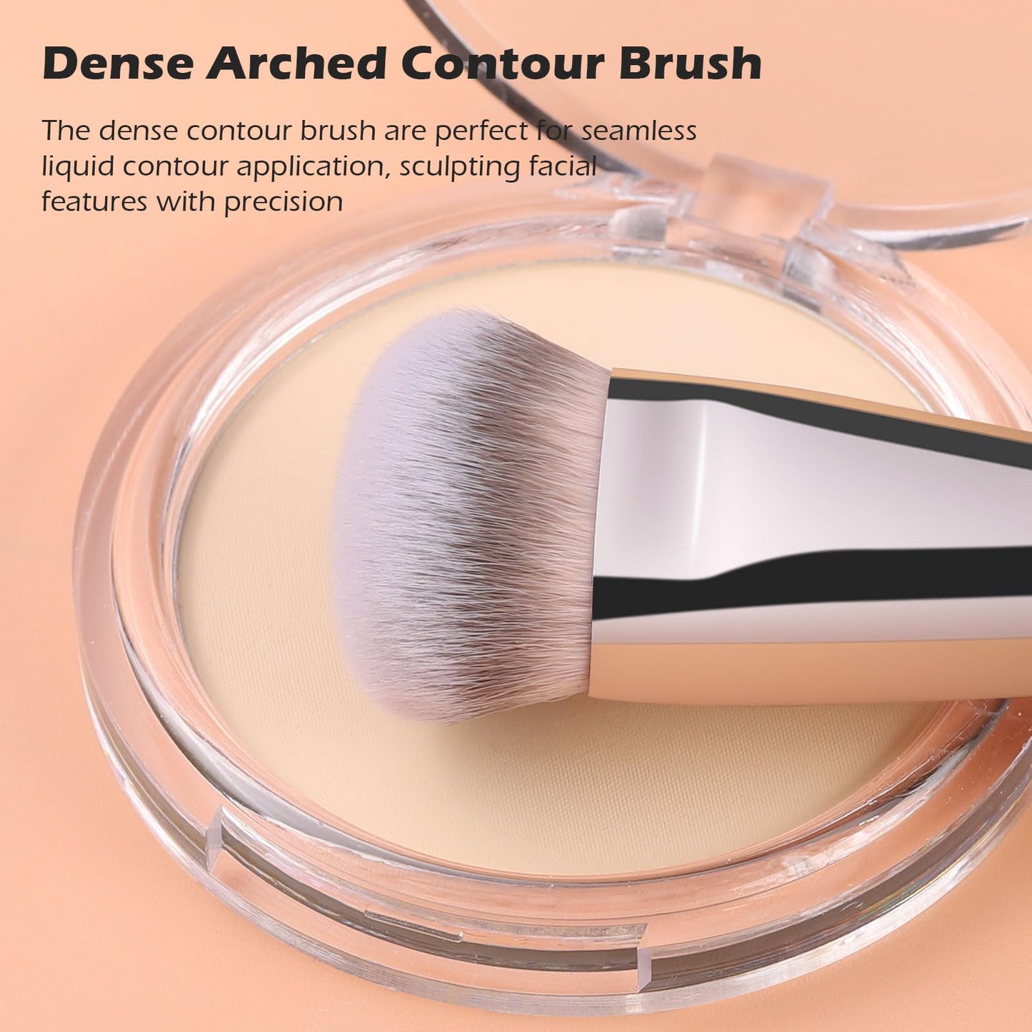TEOYALL Dual-Ended Foundation Contour Brush, Dense Sculpting Defining and Domed Blending Synthetic Bristles for Liquid Cream Powder