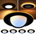 [5CCT] CLOUDY BAY 6" Recessed LED Downlight with Night Light, 12W 850LM 2700K-5000K, Black, Swivel Angled Canless