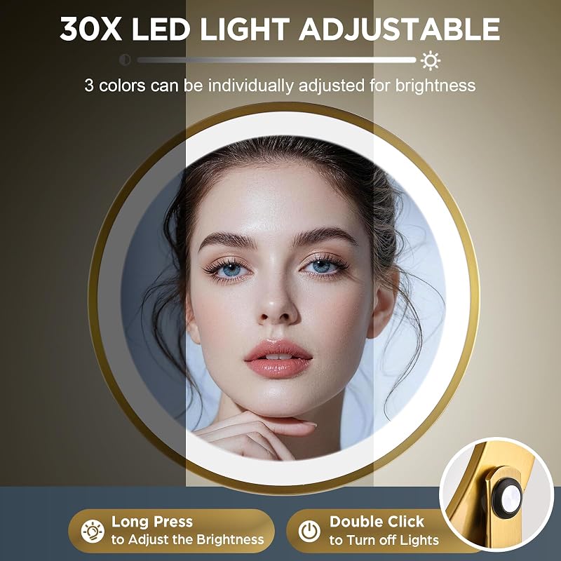 Makeup Mirror with Lights 30X Magnifying - Gold Variation of THIS Listing