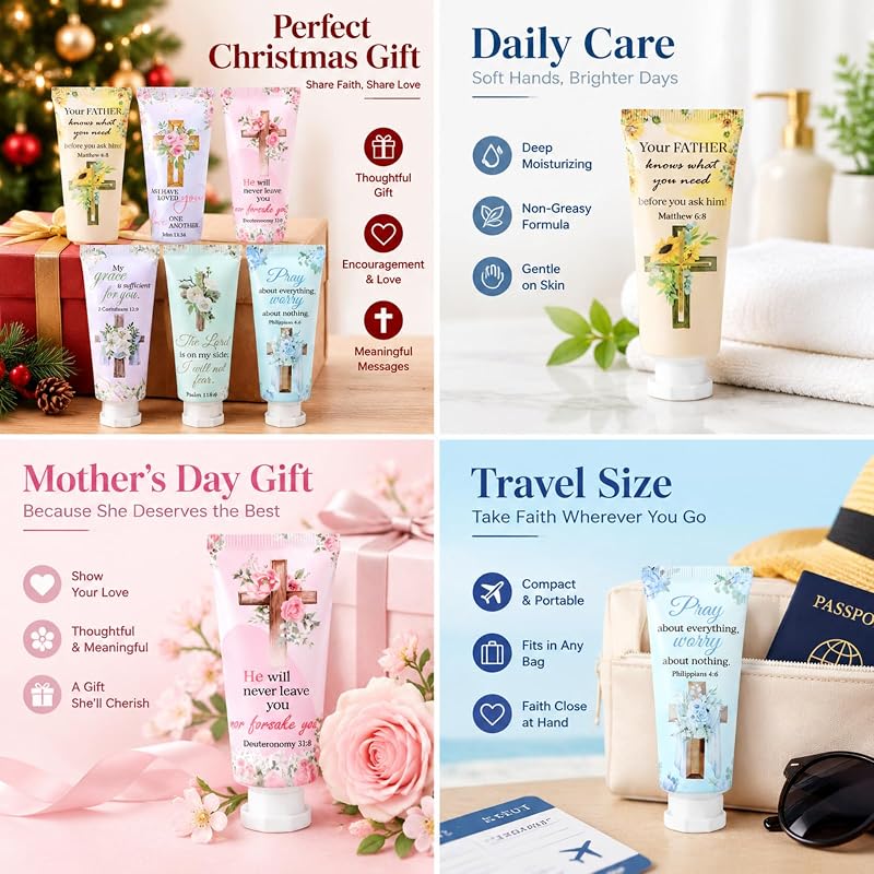72 Pcs Christian Hand Cream Gift Set - Bible Verse Lotions for Women | 6 Scents