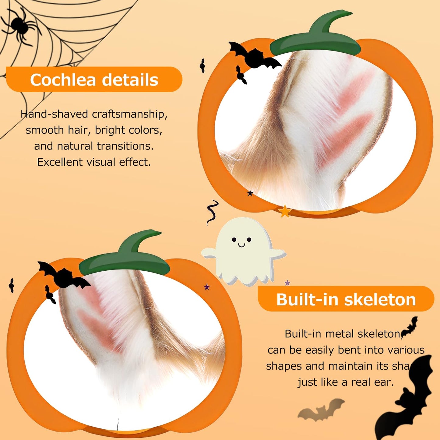 Zcargel Animal Ears Headdress Anime Handmade Faux Fur Cosplay Costume Ear Headdress for Adult Women Long Deer Ear Headband