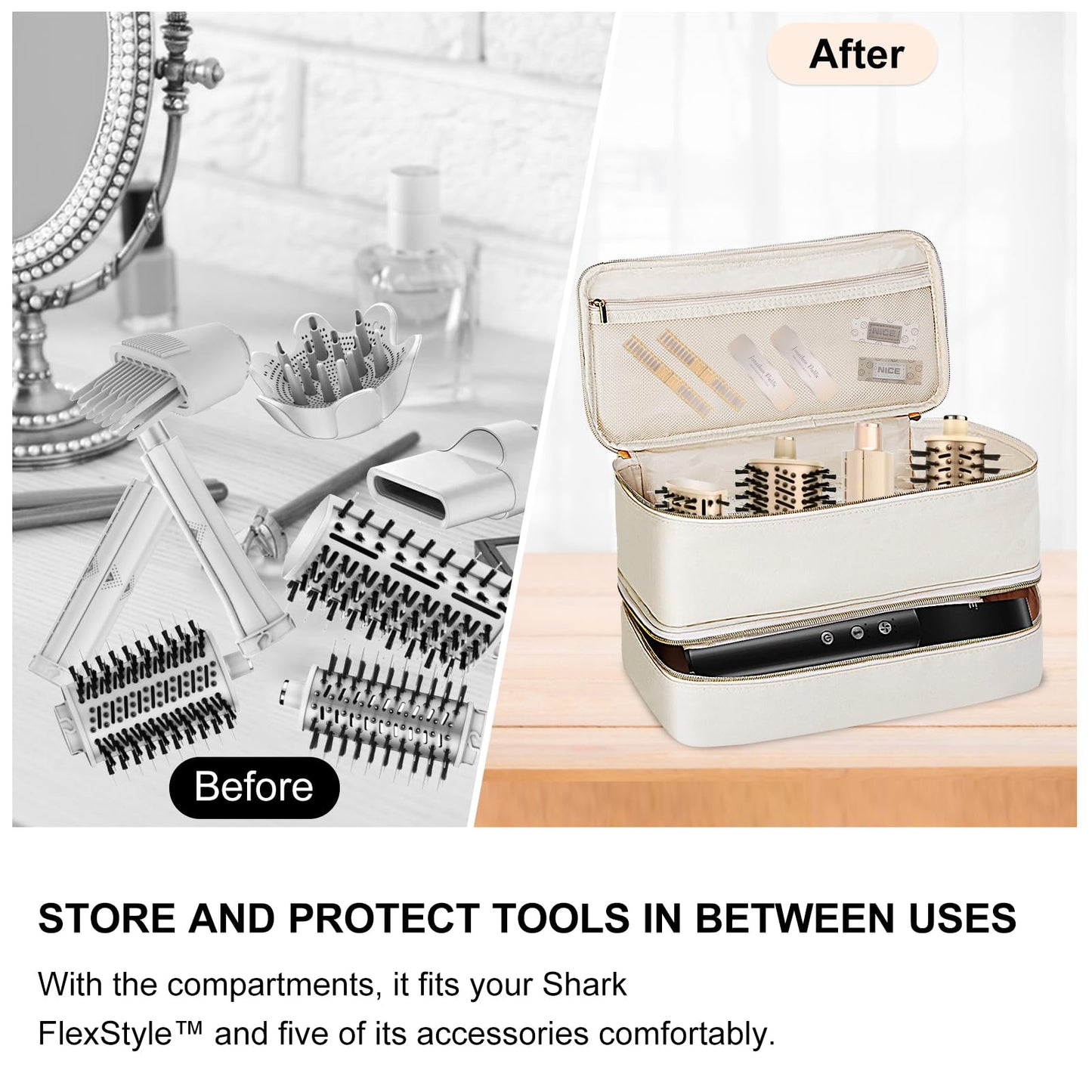 Wjiang Carrying Case for Shark Flex Style Dyson Airwrap Supersonic Hair Dryer Double-Layer Travel Storage Bag Also for Revlon Hair Dryer Brush Hair Accessories Tools