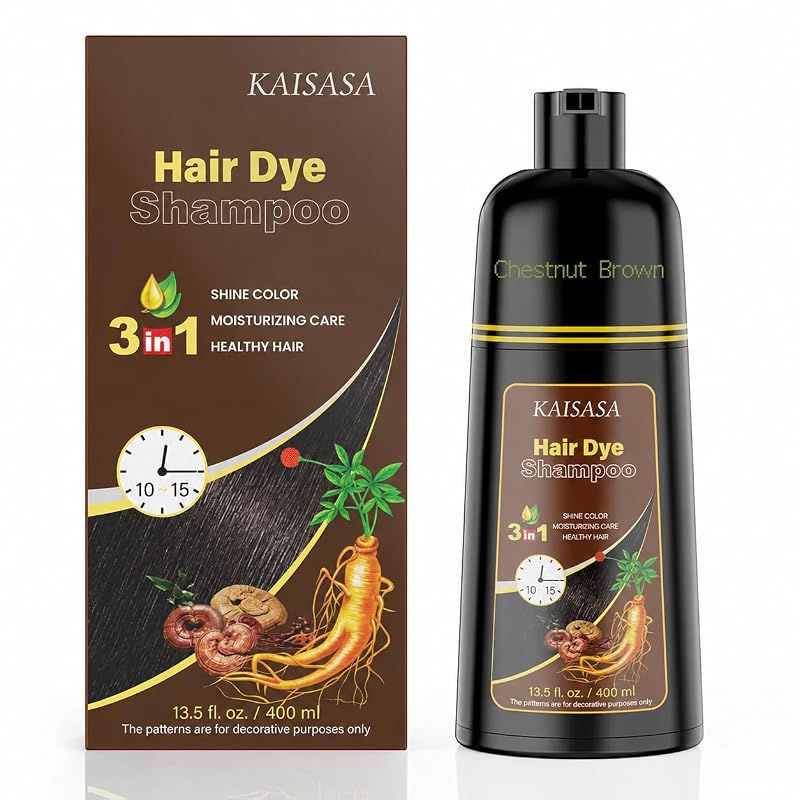 Hair Dye Shampoo 3 in 1 for Gray Hair - KS Chestnut Brown - Women & Men