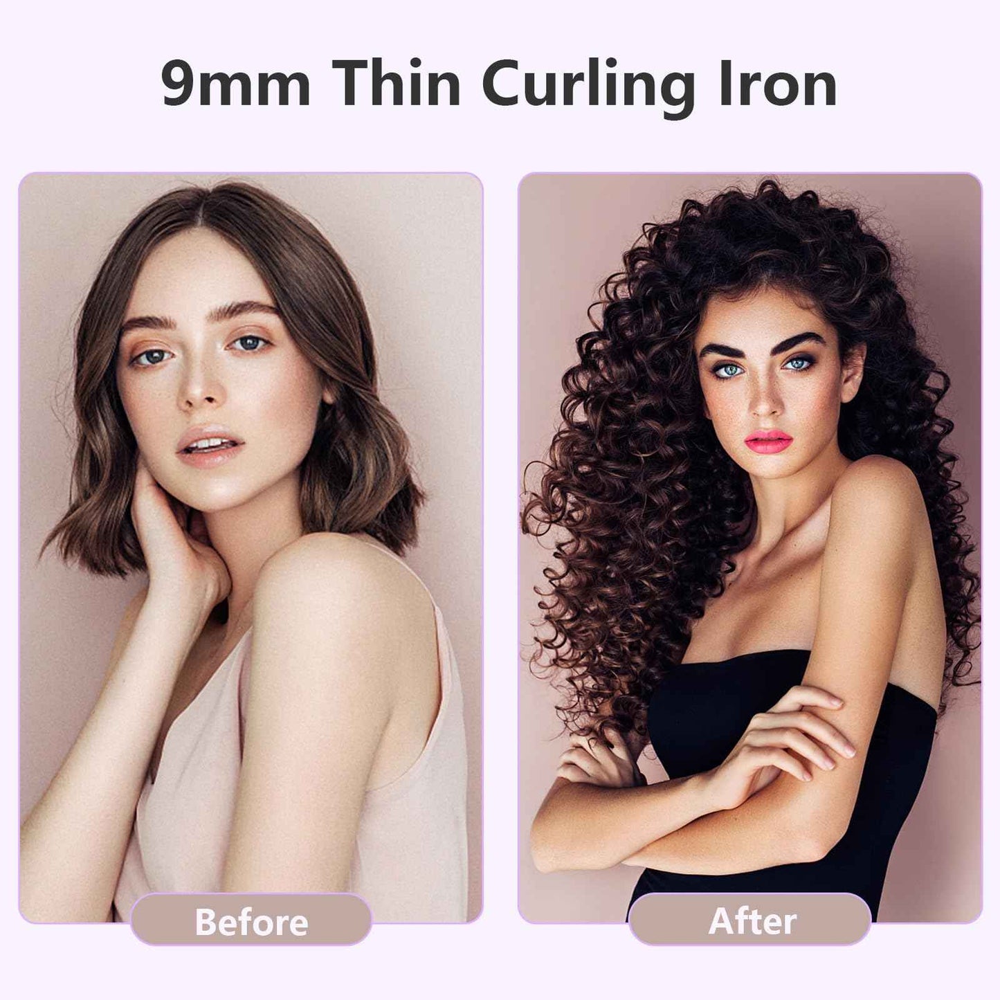 MELYDO 3/8 Inch Small Curling Iron Wand for Short & Long Hair, Ceramic Small Barrel Curling Iron Tiny Curling Wand with Adjustable Temperature, Include Heat Resistant Glove