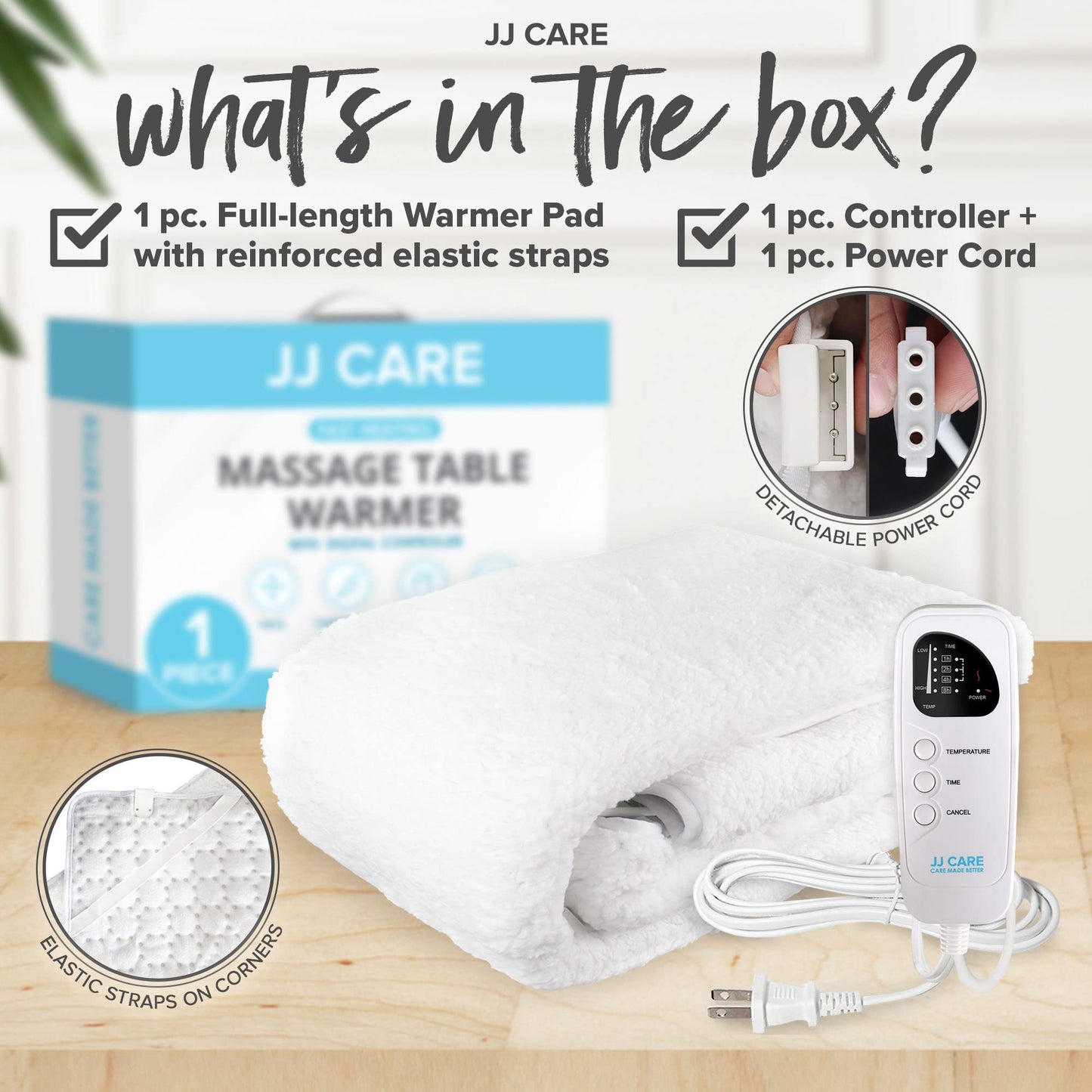 JJ CARE Massage Table Warmer 31"x71", Digital 5 Heat Control Massage Bed Warmer Fleece Pad w/Detachable 12 FT Cord, Table Warmer Massage Therapy w/Overheat Protection, Massage Table Heating Pad