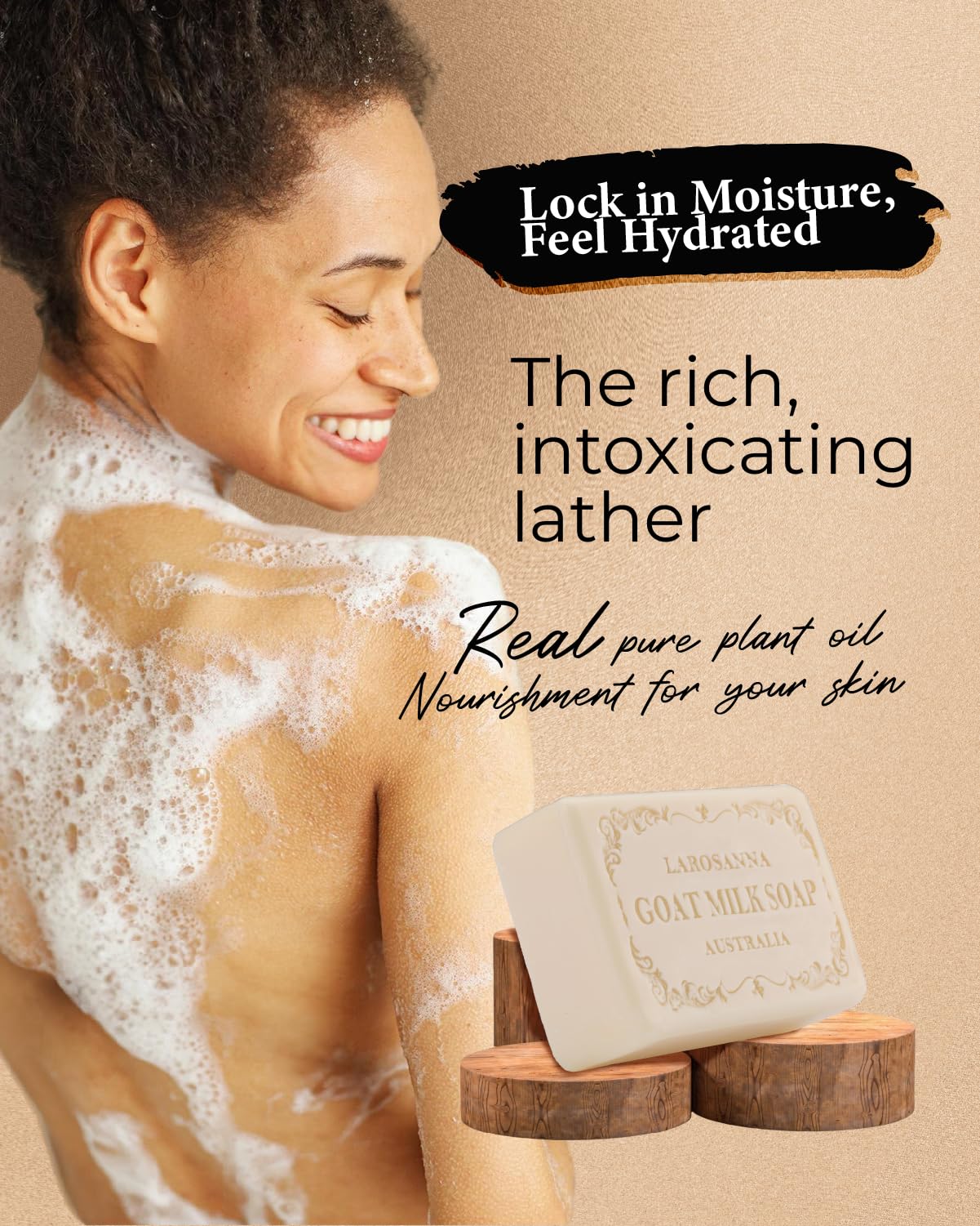 larosanna Australian Goat Milk Soap,Helps Moisturize,Smooth & Cleanse Skin,Triple-milled Bar Soap with Cocoa Butter,Aloe Vera and Pure Plant Oil,Body Soap Bars 6.3 oz for Adults & Babies,Pack of 4