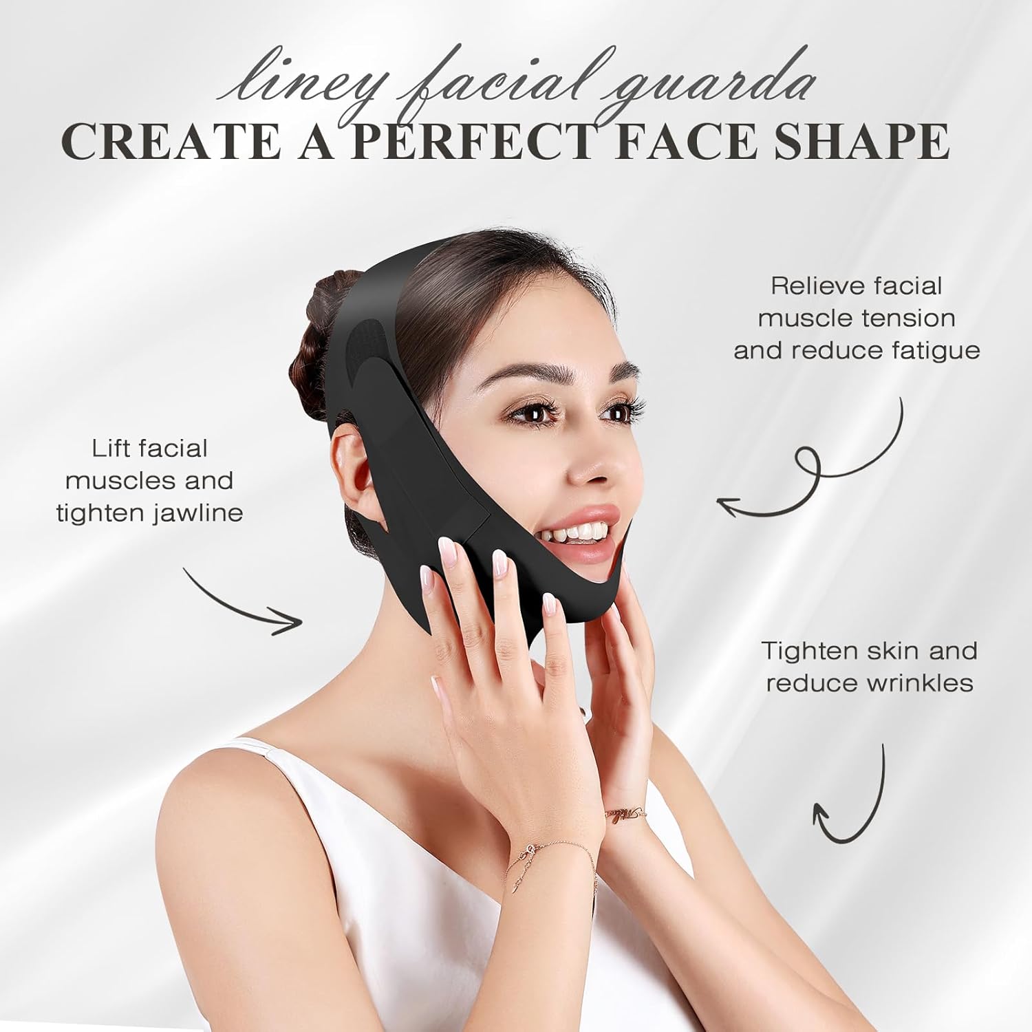 Chin Strap for Sleeping,Adjustable Chin Strap,Jaw Strap,Jawline Shaper,V Line Lifting Mask,Black,M