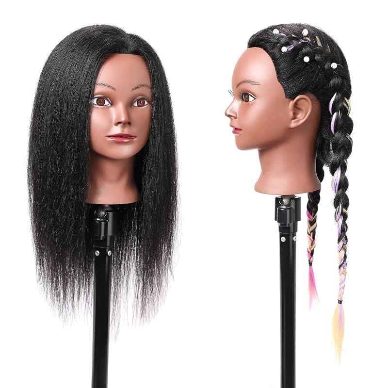 SOPHIRE 16" 100% Real Hair Mannequin Head with stand, Hairdresser