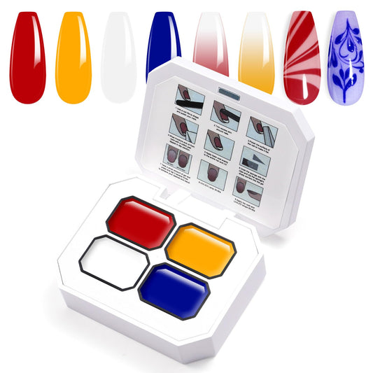 U-Shinein Gradient Painting Gel, 4 Colors Ombre Gel Nail Polish for Ombre Nails Aura Nails French Manicure Blush Nail Art Long-lasting Soak Off UV DIY Nail Art Palette Primary Colors