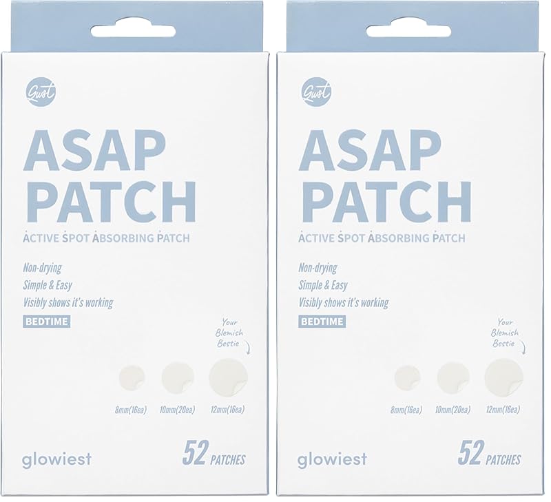 ASAP Active Spot Patches 8/10/12mm – 52 Hydrocolloid Acne Patches Pack of 2 ( variation: 133 x 80 x 18 mm )