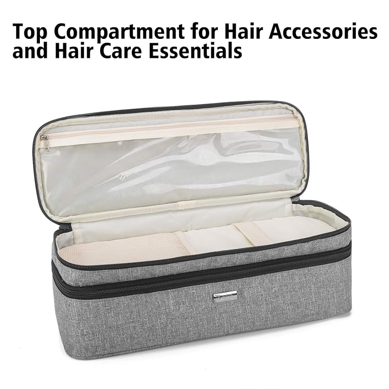 Teamoy Gray 2-Layer Travel Hair Dryer Storage Bag – Large Capacity