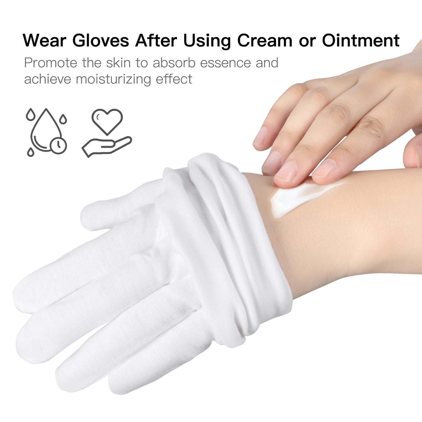BESSLEE 12 Pairs Cotton Moisturizing Gloves and Socks Set (1 Washing Bag Included), Dry Hands Feet Overnight Lotion SPA Treatment, Eczema Skin Friendly, Breathable and Soft Glove Liners for Summer