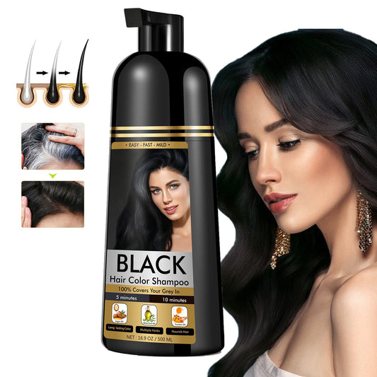 YOURTONE Black Hair Dye Shampoo for Men & Women Hair Dye Color Shampoo, Gray Hair Coverage Suitable for All Hair Types Gentle, Nourishing Formula herbal Ingredients (500ML)
