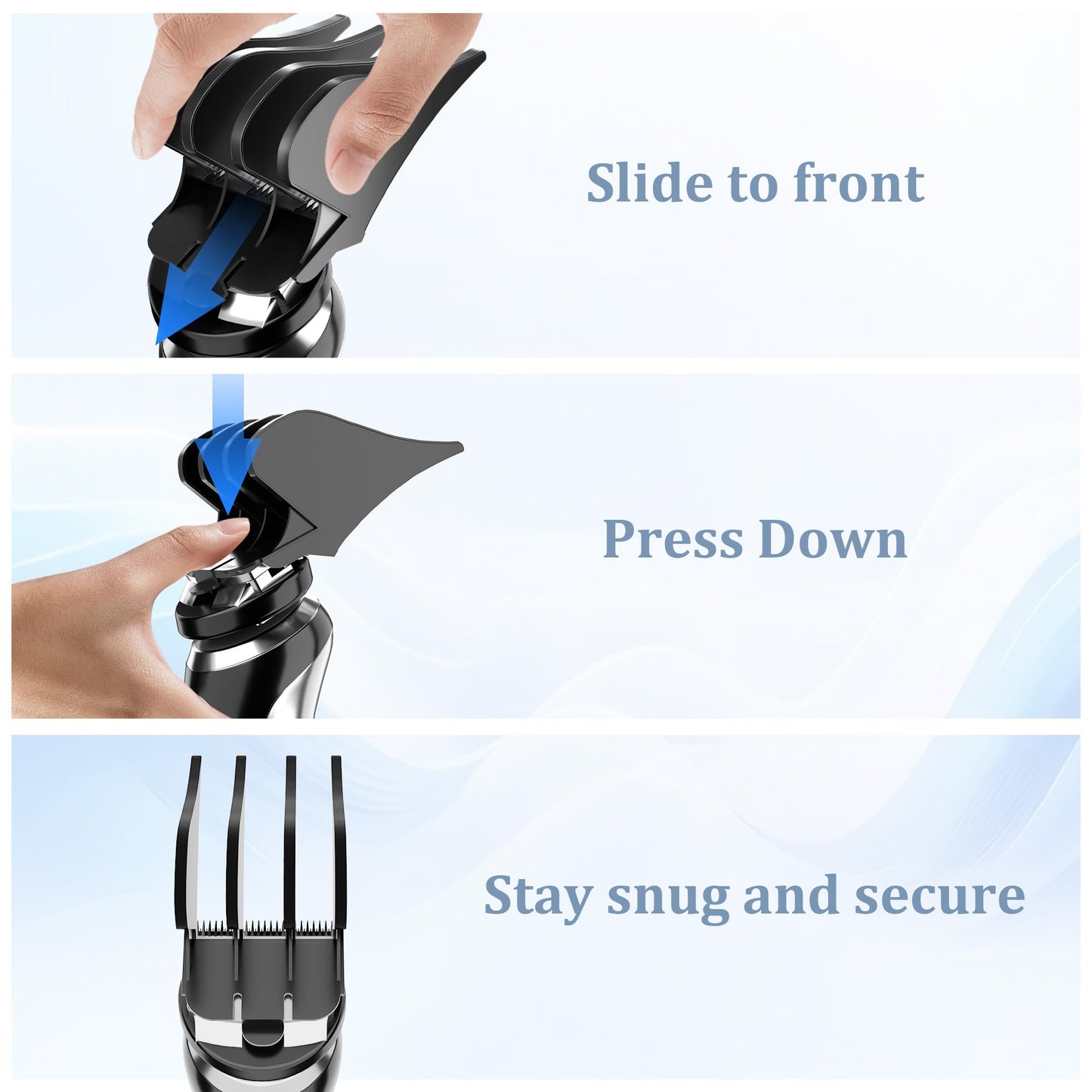 CR8GR8 Hair Clipper Guards, 3 Count - Includes NO.10, NO.12, NO.16 - Fits Most Wahl Clippers, 1.5 inch & 1.25 inch & 2 inch, Gray