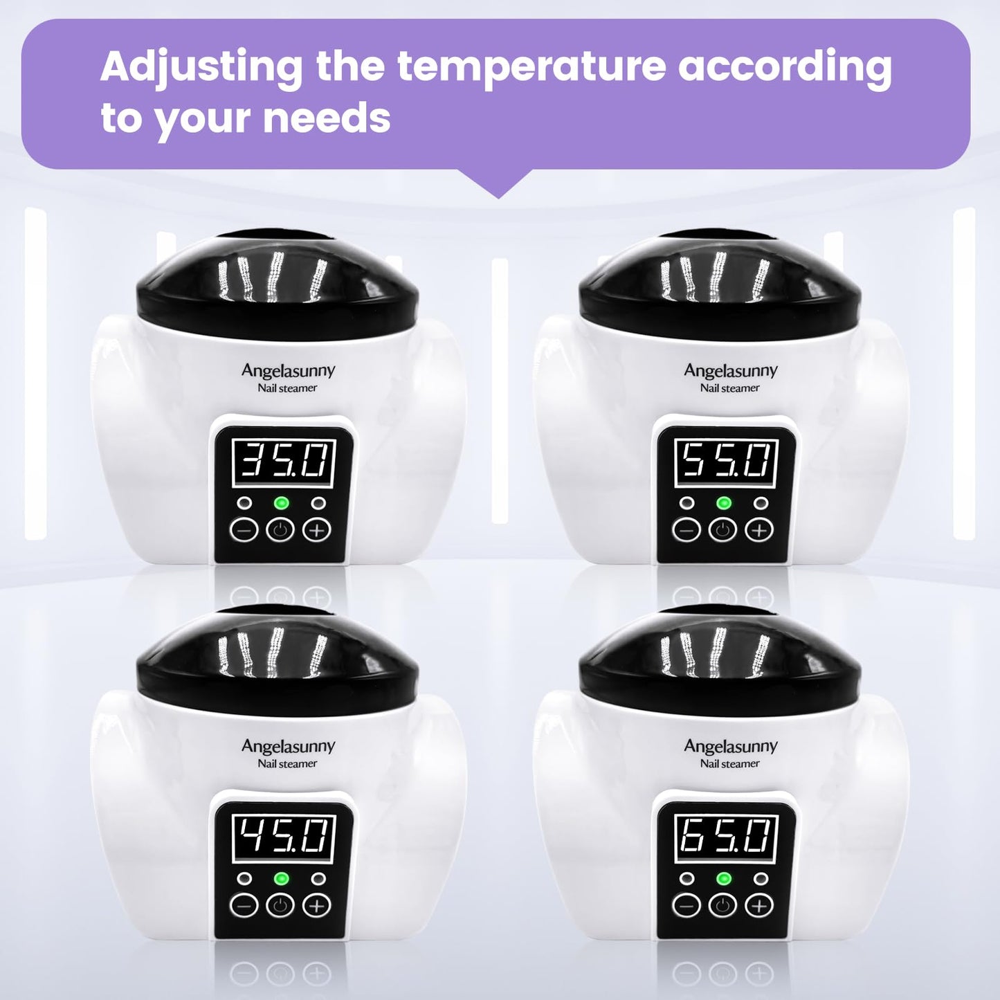 AngelaSunny Electric Nail Steam Remover Machine Nail Soaking Bowl with Manicure Tools – Adjustable Temp, Fast Gel/Dip/Acrylic Remover, LED Display & Acetone-Proof Bowl for Home Salon