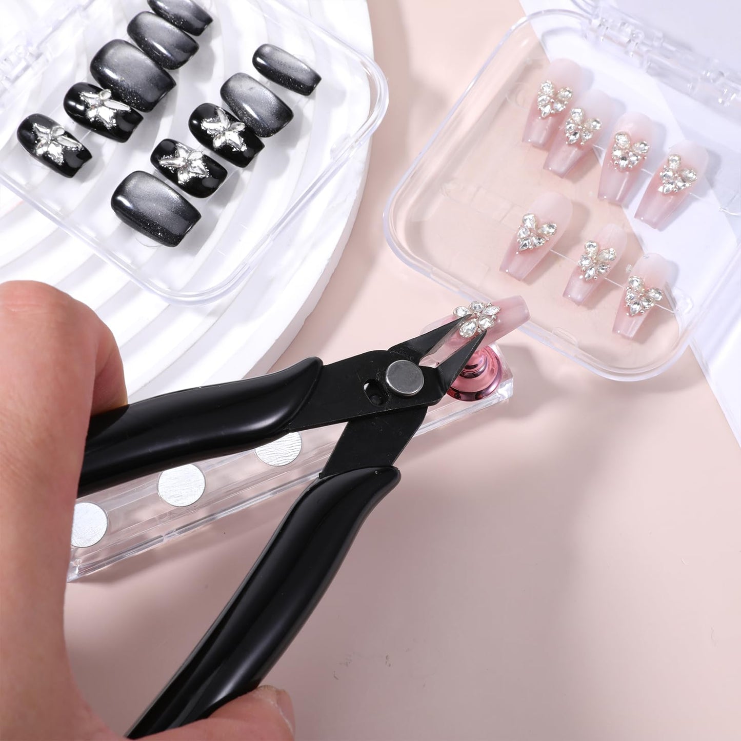 Rhinestone Remover, Black 5" Metal Nail Art Scissors, Rhinestone Remover Nipper, Nail Art Decorations Removers DIY Tool Accessory