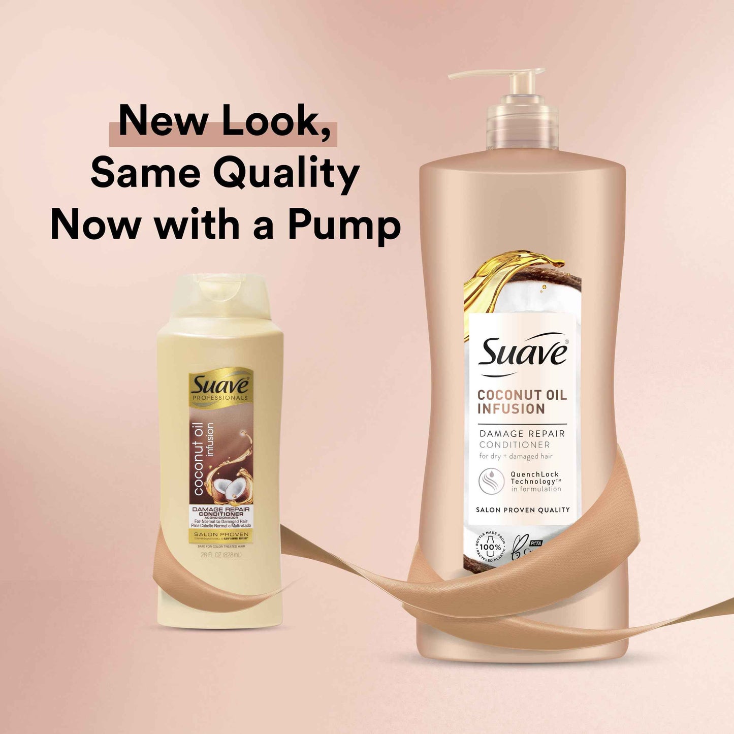 Suave Coconut Oil Damage Repair Conditioner, for Normal, Dry and Damaged Hair, with Pure Coconut Oil Infusion, 28 oz Pack of 4