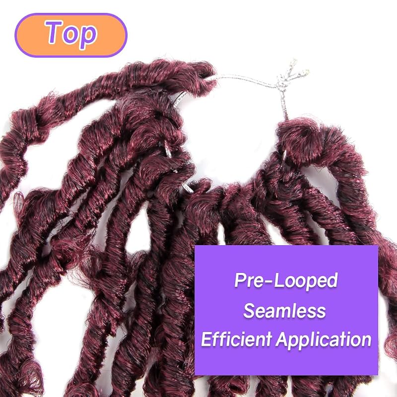 Butterfly Locs Crochet Hair with Curly Ends 18 Inch – Ombre Burgundy, 6 Packs