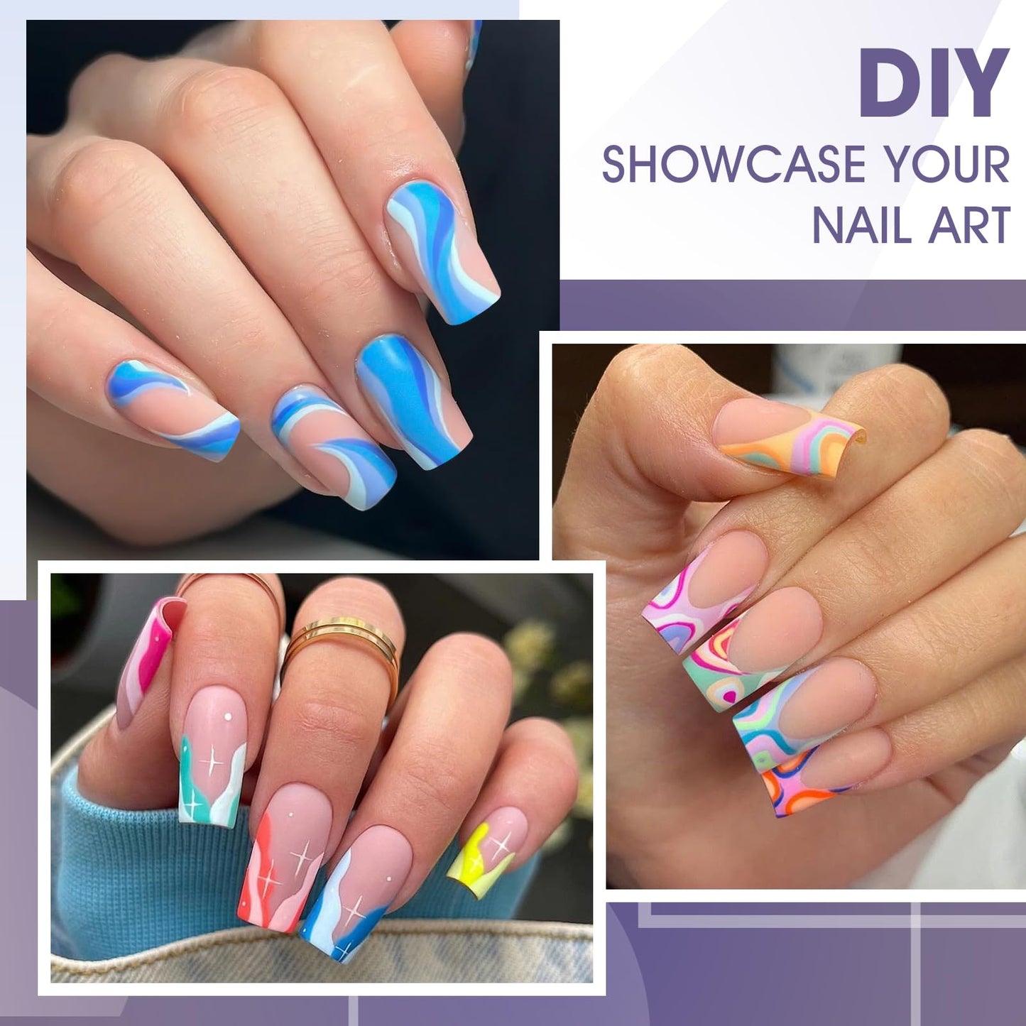 Short Square Gel Nail Tips: 240 PCS Pre-Shaped Full Cover False Square Nails Tips Acrylic Clear Fake Nails Extension for Nail Manicure Home DIY Women 12 Sizes