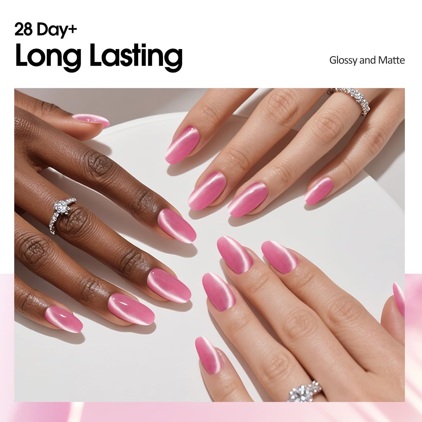 VENALISA Cat Eye Gel Nail Polish 1 Pcs 10ML Shimmer Pink Glitter Magnetic Gel Polish Soak Off Salon Manicure DIY at Home Nail Art For Girls Women