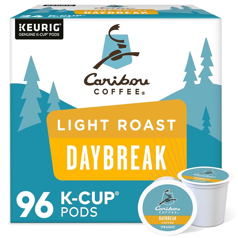 Caribou Daybreak Coffee Pods, Light Roast, 96-Count (4 Boxes of 24) | K-Cup Compatible