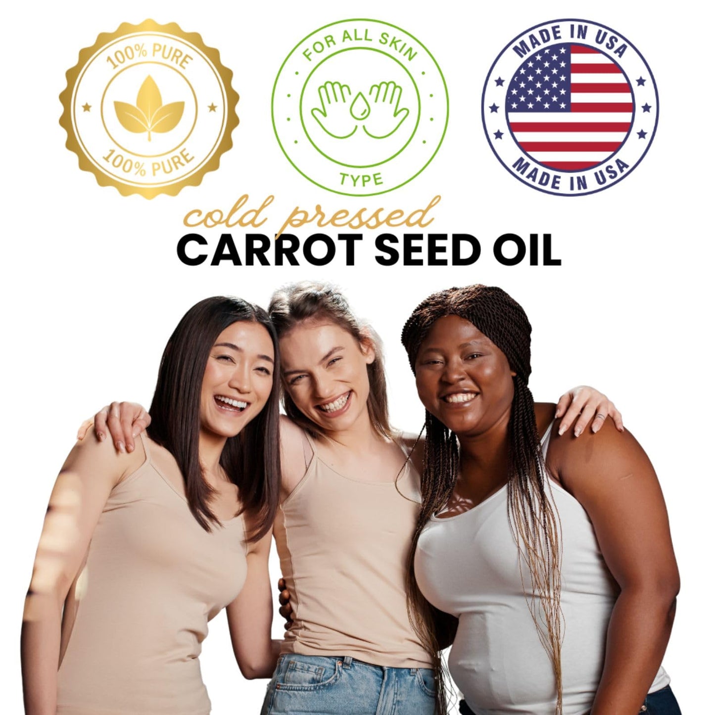 Premium Cold-Pressed Carrot Seed Oil – 100% Pure, Natural and Fresh Scented By 1000 Likes Cosmetics - Nourishing Oil for Hair, Skin & Face - Hydrating & Rejuvenating - Dropper Bottle Included