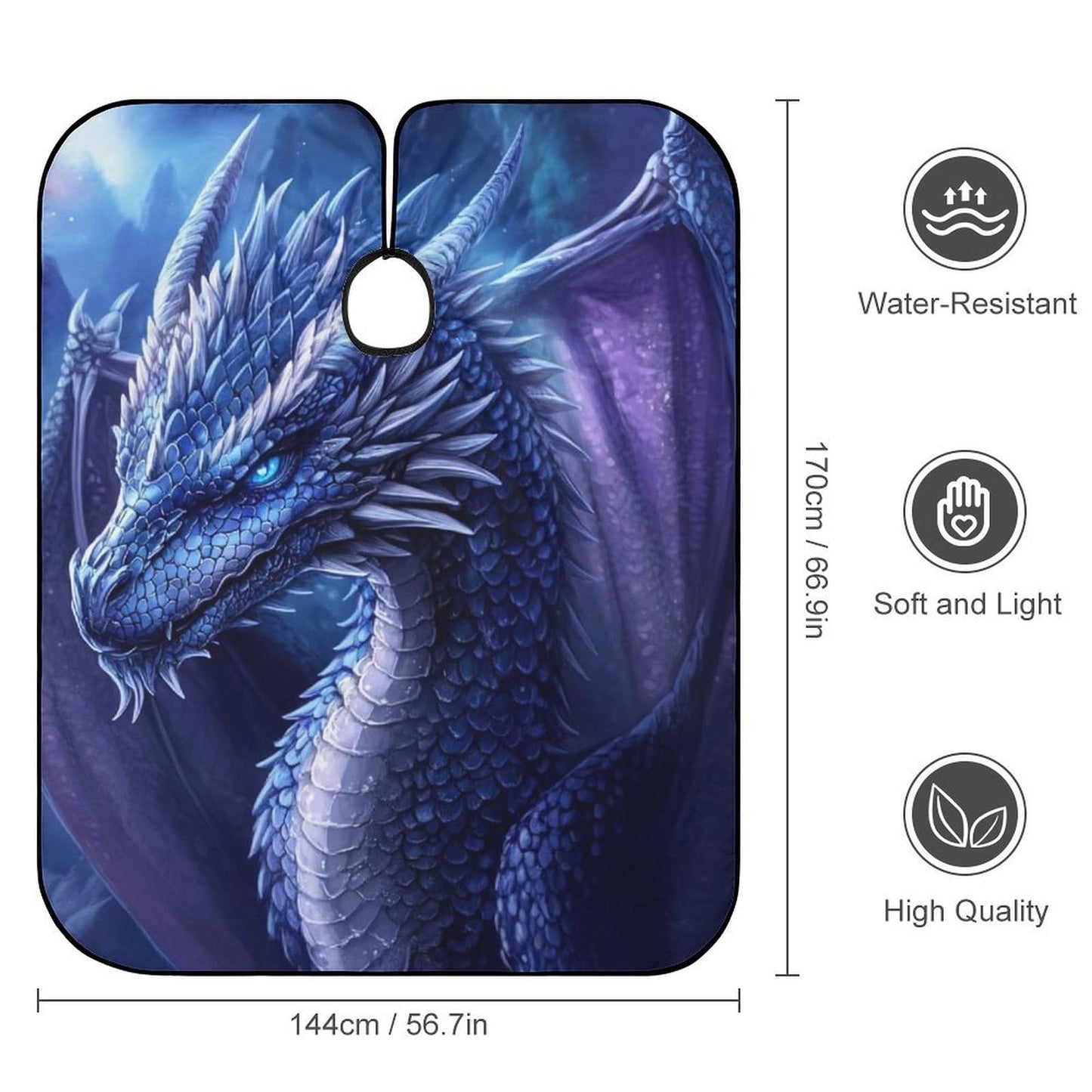 Blue Color Dragon Hair Dressing Gown Cape Hair Cutting Cloak - Adjustable Salon Cape Apron for Barbers, Easy Clean