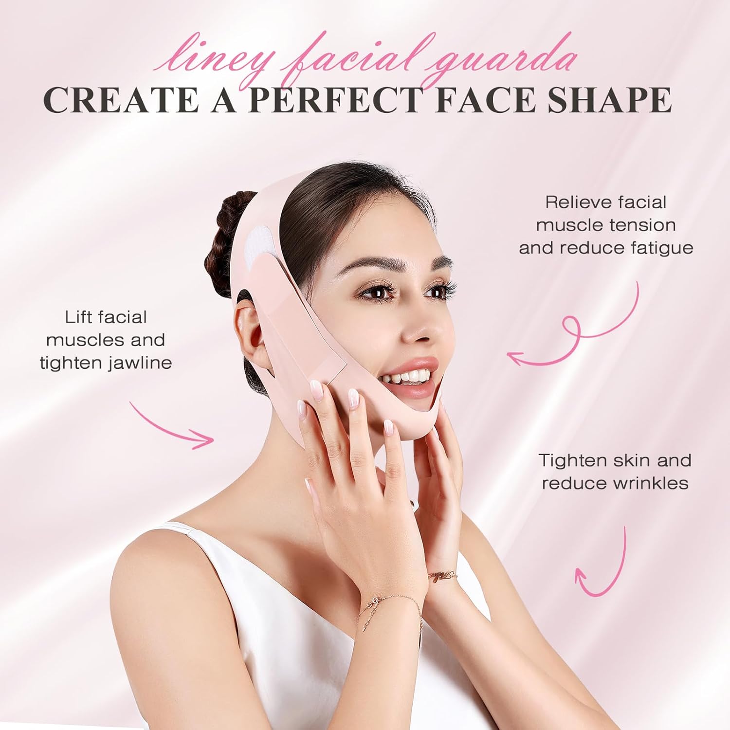 Chin Strap for Sleeping,Adjustable Chin Strap,Jaw Strap,Jawline Shaper,V Line Lifting Mask,Black,M