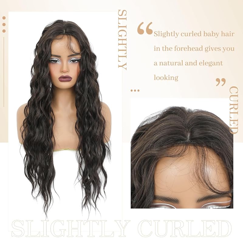 26inch Curly Hair Topper Wiglets for Women Brown Black - Instant Volume & Makeover