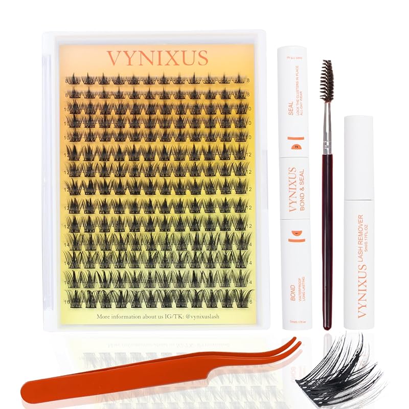 Lash Clusters Kit with Bond & Seal, Glue Remover, Tweezers & Brush – 280pcs DIY False Eyelash Extensions