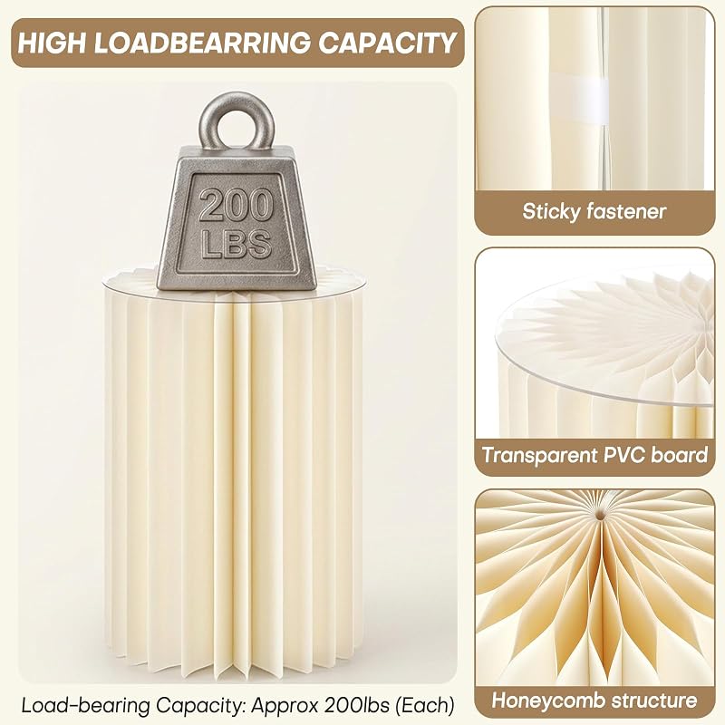 Youjoitim 5-Pack White Cylinder Pedestals Stands, 15.7/23.6/31.5 Inch Height, Foldable Cardboard Display Columns