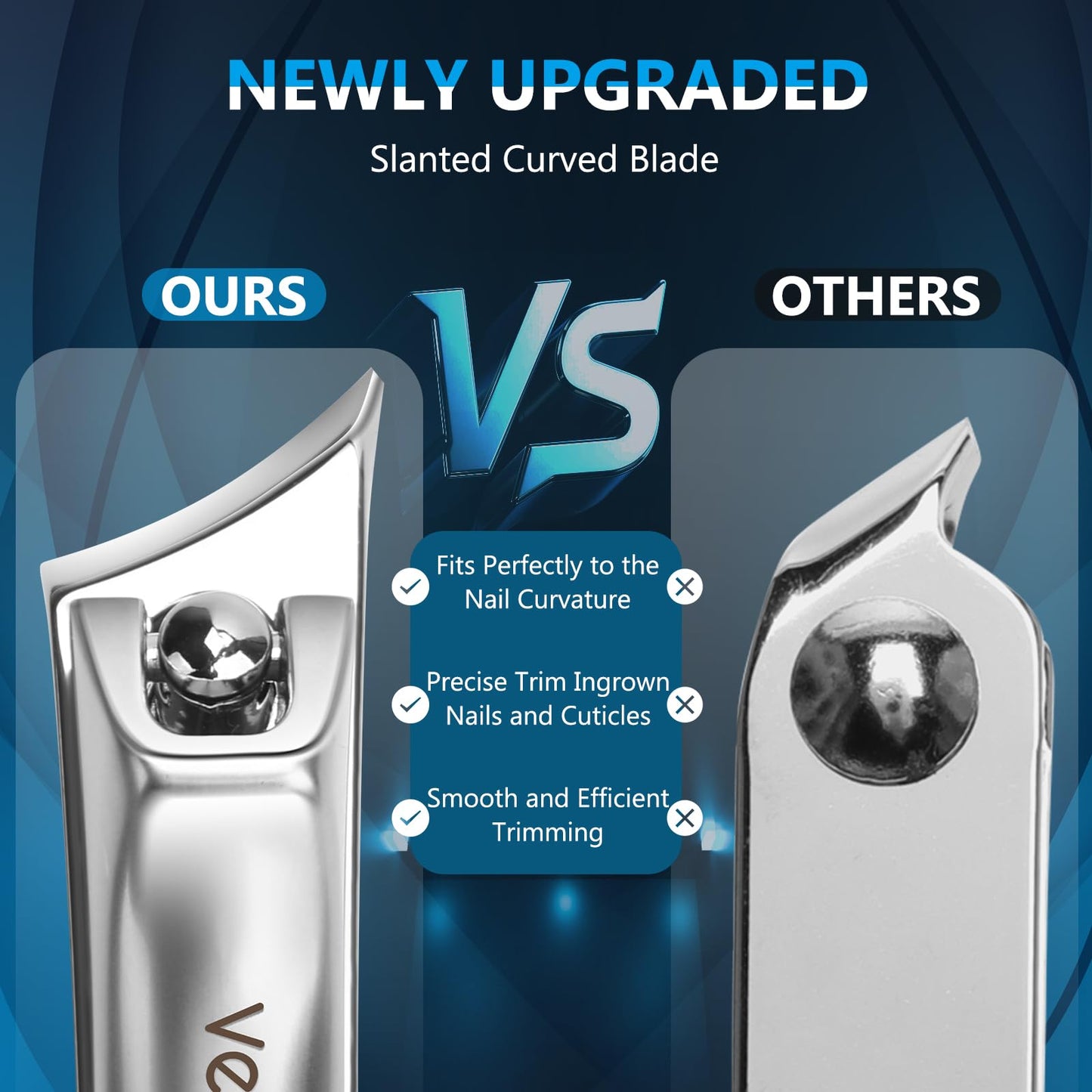 Vepkuso Nail Clippers&Toenail Clippers for Thick Nails for Seniors | Toe Nail Clippers Set for Ingrown Nails for Men | Manicure Kit &Nail Cutter for Women (Sliver(AC))