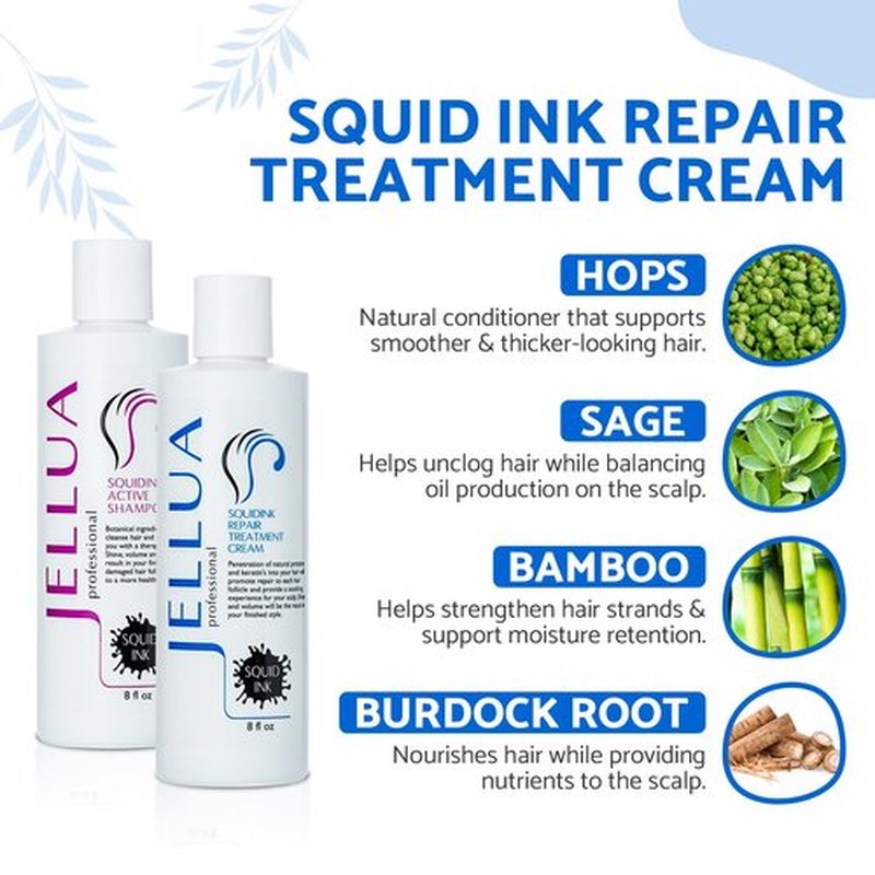 Jellua Squidink Active Shampoo and Repair Treatment Cream 8.0 Oz Duo
