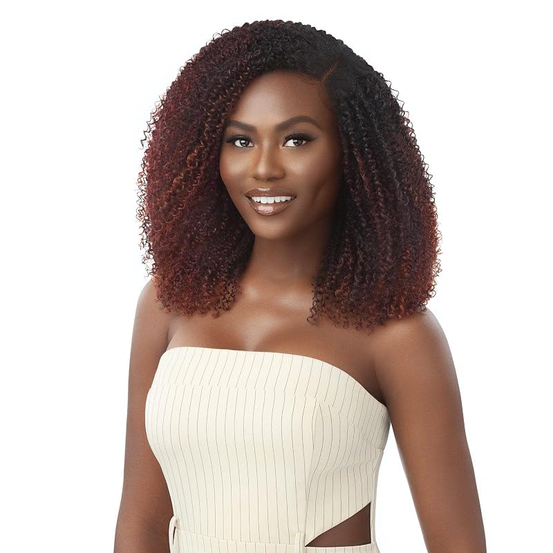 U Part Wig Leave Out COILY FRO 14 - 100% Human Hair Blend, NBLK (Outre)