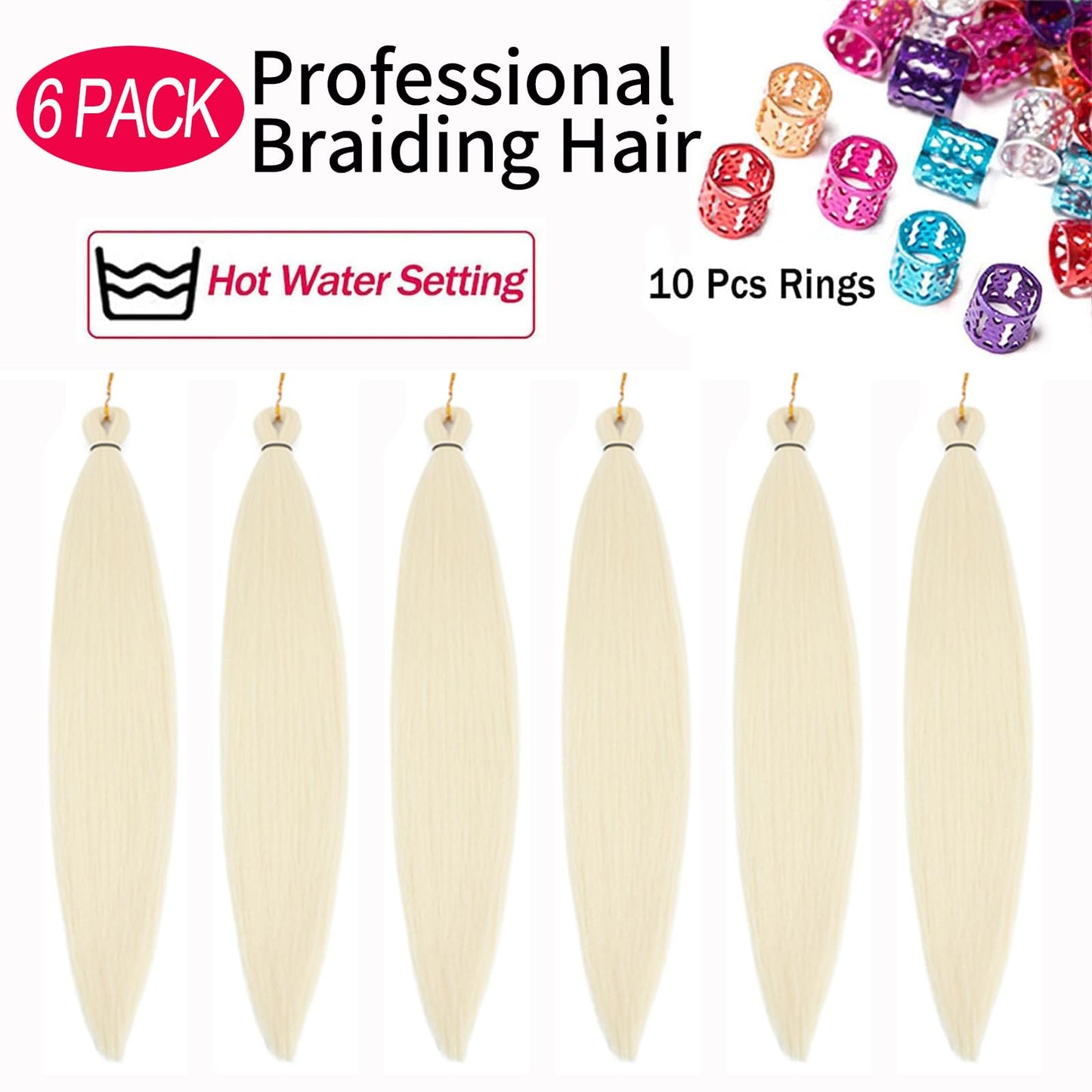 Braiding Hair Pre Stretched 6packs 30 inch 613 Blonde Braiding Hair EZ Braid, Long Braids for Black Women Hot Water Setting Hair Extensions for Braids