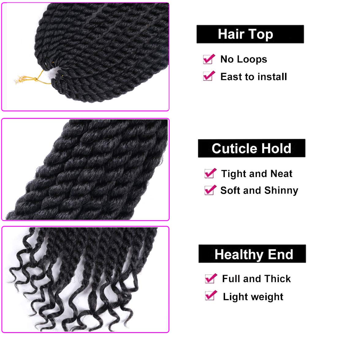 12 Inch Crochet Braids Senegalese Twist Crochet Hair For Black Women 6 Pack Havana Twist crochet hair With Curly Ends 1B#