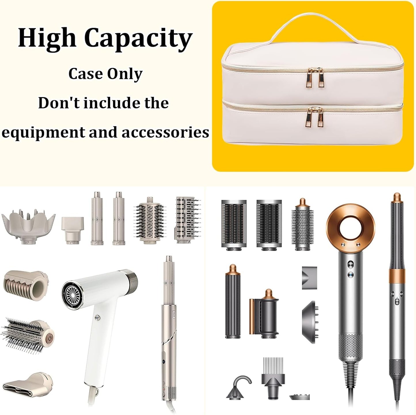 Shark Flex Style Travel Case - Double Layer Waterproof Organizer for Hair Dryer Attachments (Dianthus White)