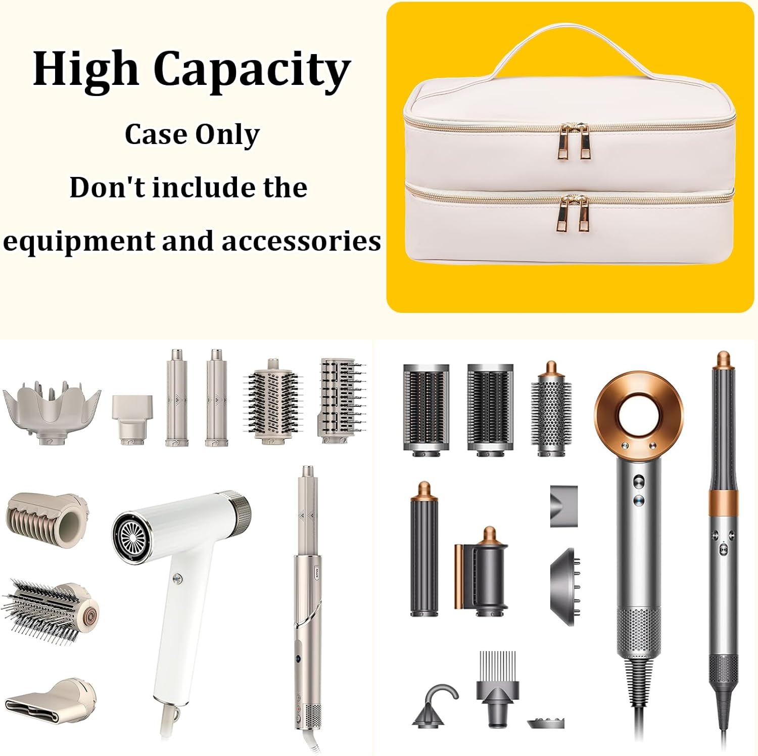 Shark Flex Style Travel Case - Double Layer Waterproof Organizer for Hair Dryer Attachments (Dianthus White)