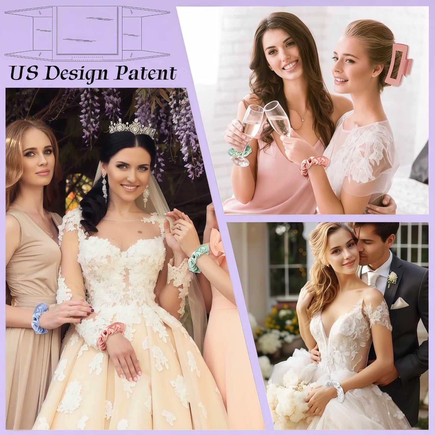 Featch Bridesmaid Proposal Gifts 8pcs Hair Claw Clips & 8pcs Satin Hair Ties Scrunchies Bachelorette Party Bridal Shower Present Good ideas Gift for Wedding Party Favors White&Black