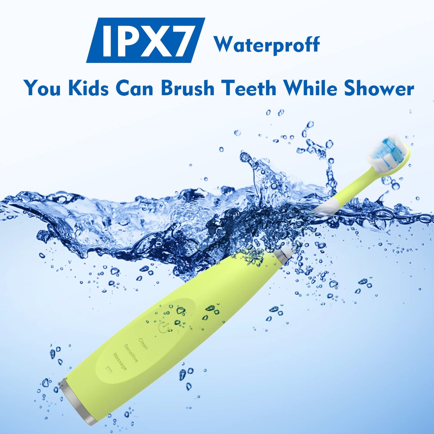 FUMEIKANG Kids Electric Toothbrushes Sonic Rechargeable Tooth Brush Gifts for Boys and Girls Smart Timer Power Toothbrush - Blue 3 4 5 6 7 8 9 10 11 12 (Blue)